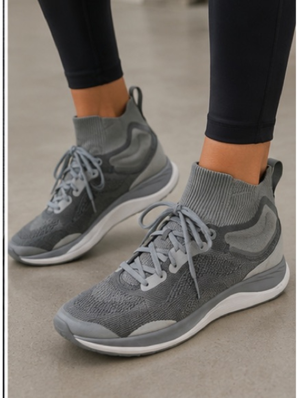EUC Lululemon Chargefeel Charcoal Grey Knit High-Top Sneakers, US11